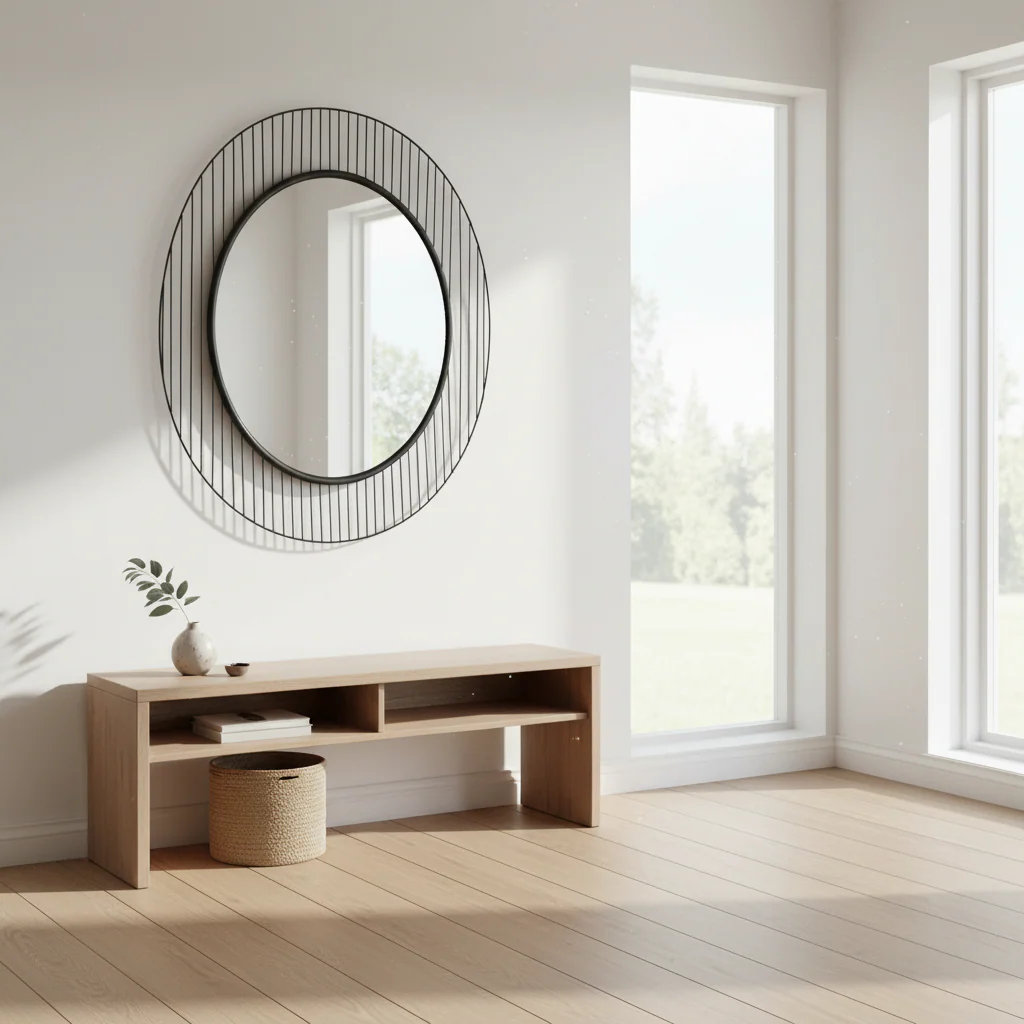 Trento Linear Lines Frame Wall Mirror - Image 3