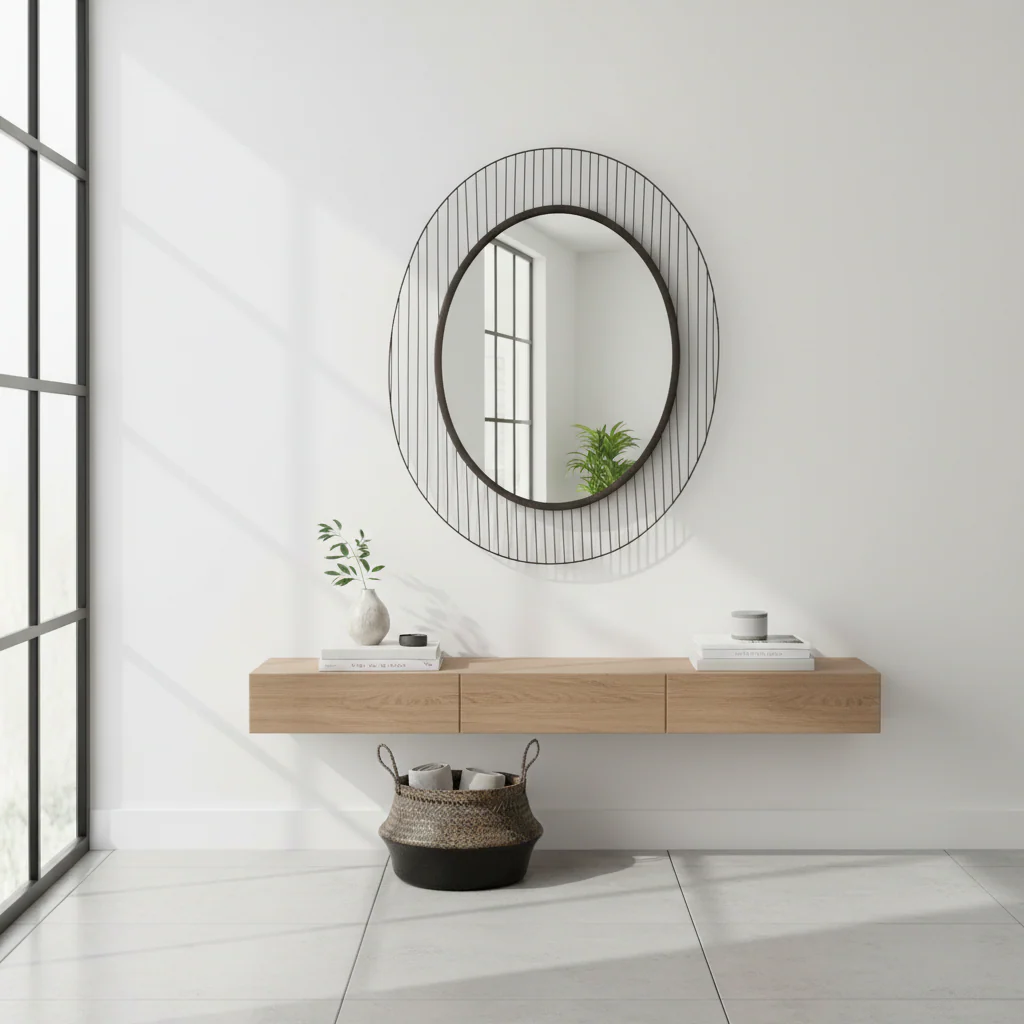 Trento Linear Lines Frame Wall Mirror - Image 4