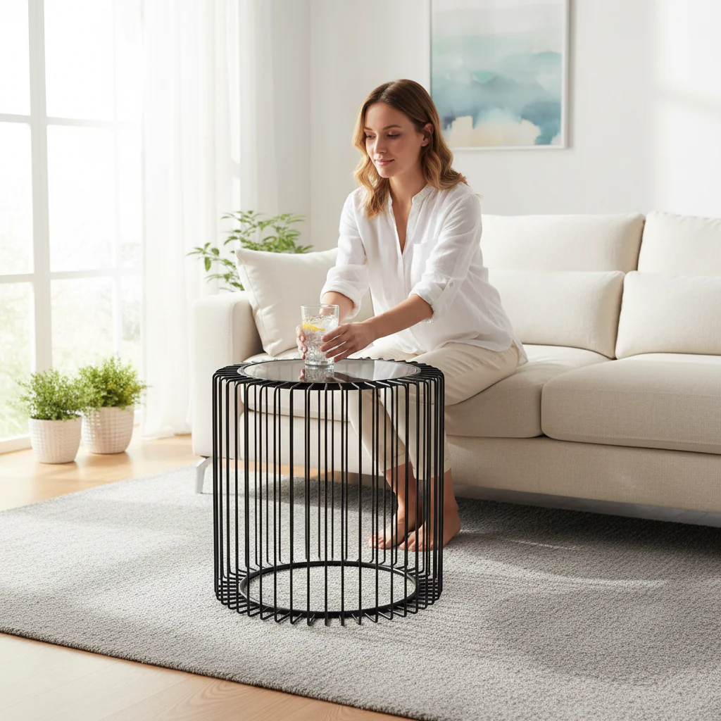 Trento Round End Table With Glass Top - Image 2