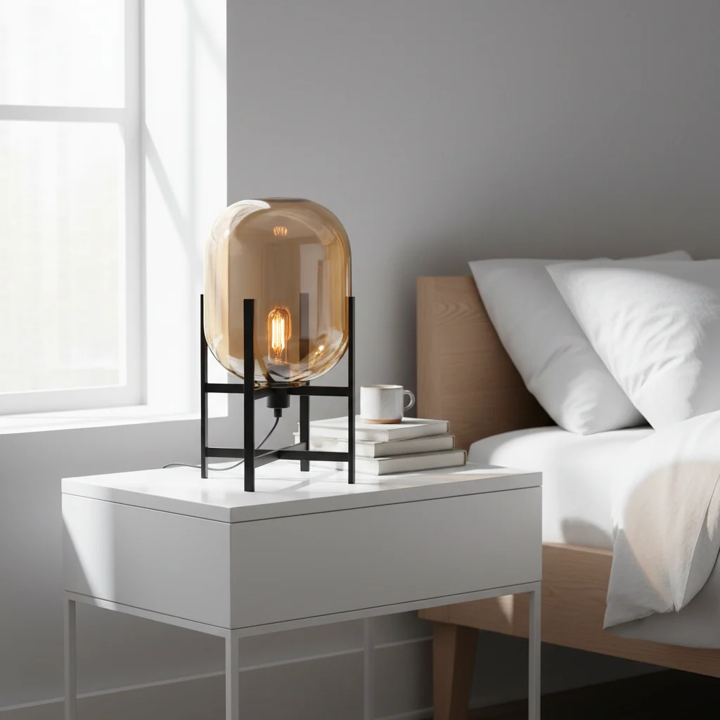 Trieste Matte Black and Glass Table Lamp - Image 3