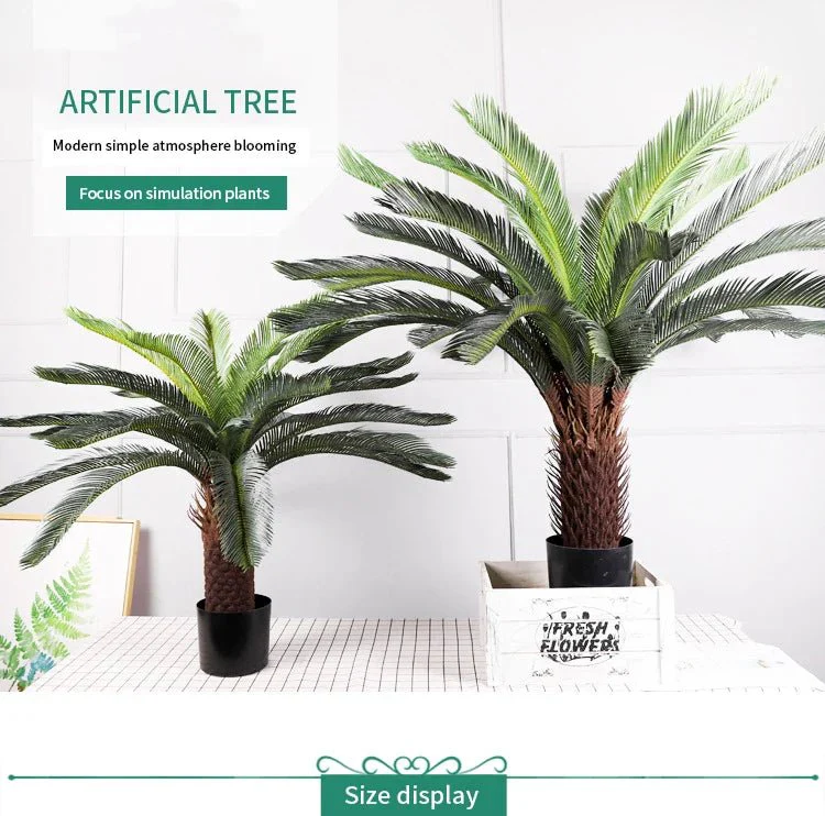 Tropical artificial palm tree, large palm branch, palm leaf, potted plant, family living room, office, hotel decoration - Image 7