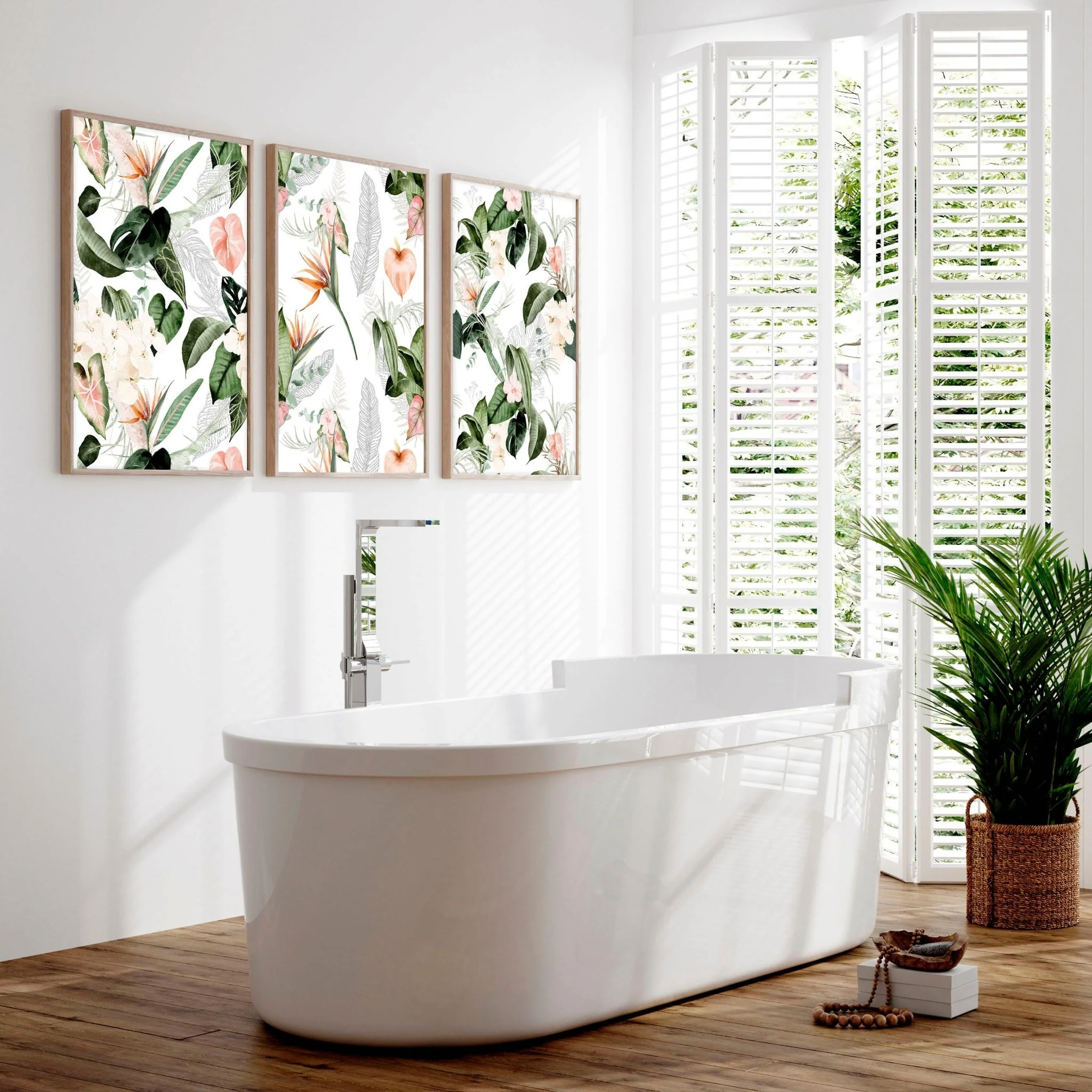 Bathroom wall decorations | set of 3 Tropical wall art - Image 4