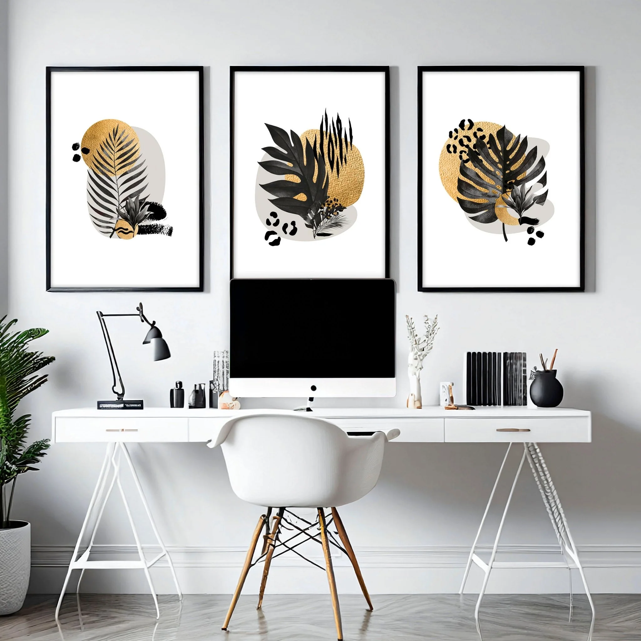 Wall art for a home office | set of 3 Tropical wall art prints - Image 3
