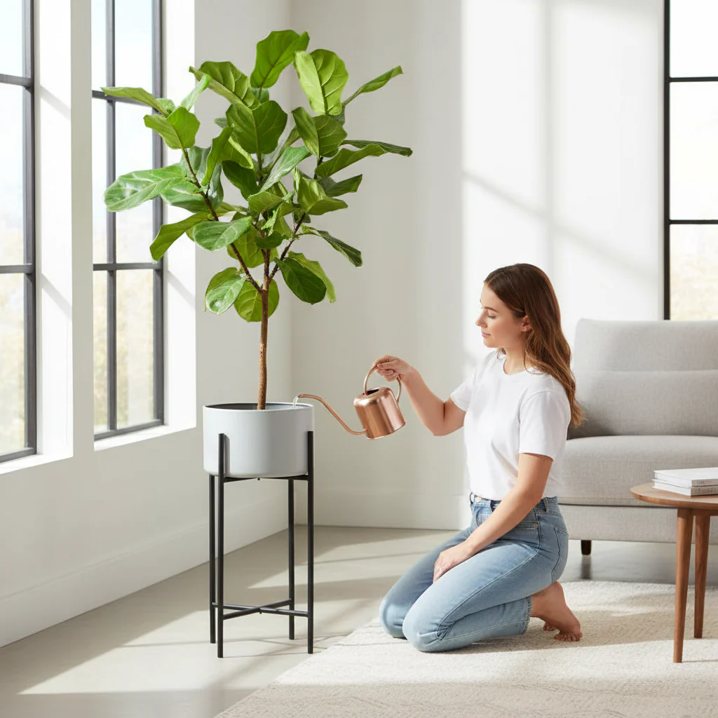 Trosa Large Grey And Black Floor Standing Planter - Image 2