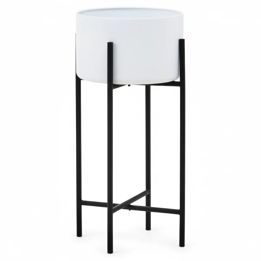 Trosa Large White And Black Floor Standing Planter