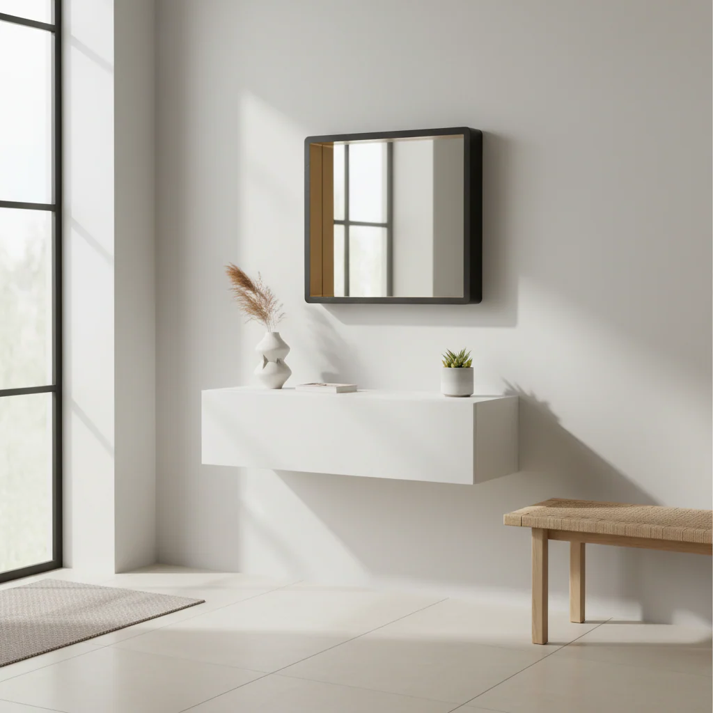 Trosa Medium Black Wall Mirror With Gold Edge - Image 4
