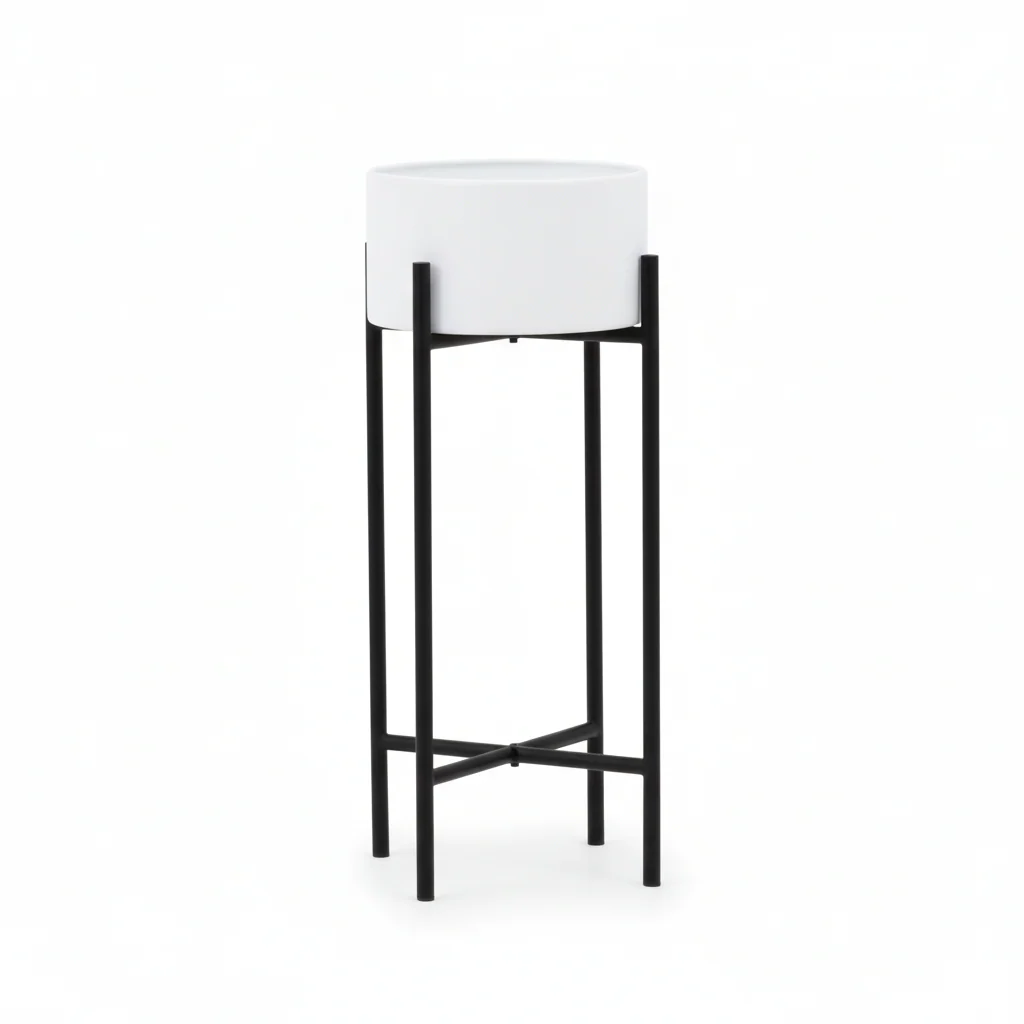 Trosa Small White And Black Floor Standing Planter