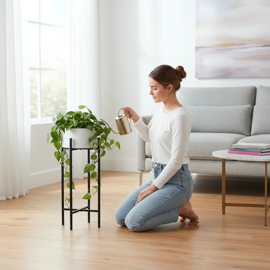 Trosa Small White And Black Floor Standing Planter - Image 2