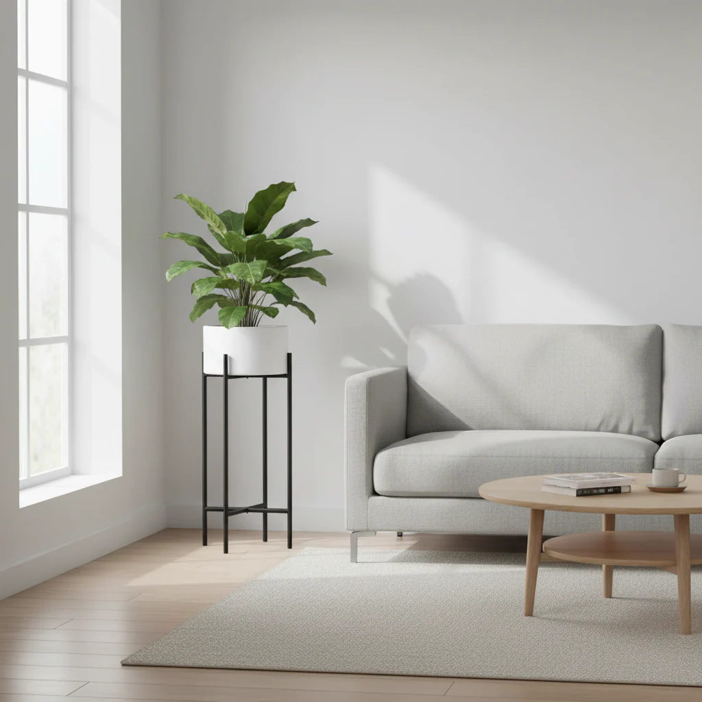 Trosa Small White And Black Floor Standing Planter - Image 3
