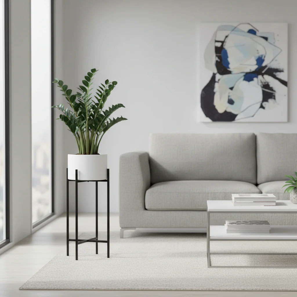 Trosa Small White And Black Floor Standing Planter - Image 4