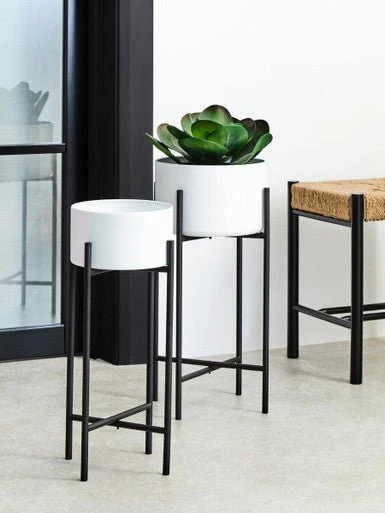 Trosa Small White And Black Floor Standing Planter - Image 6
