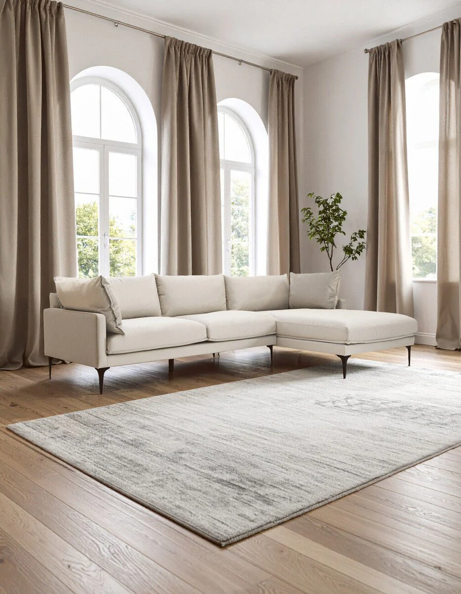 Troyes Cream Three Seat Right Chaise Sofa - Image 7