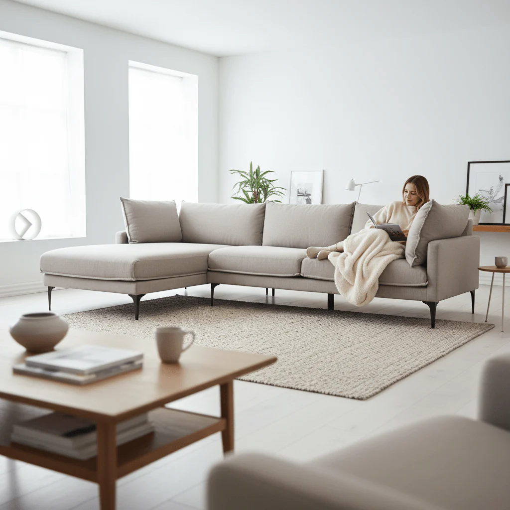 Troyes Grey Three Seat Left Chaise Sofa - Image 2