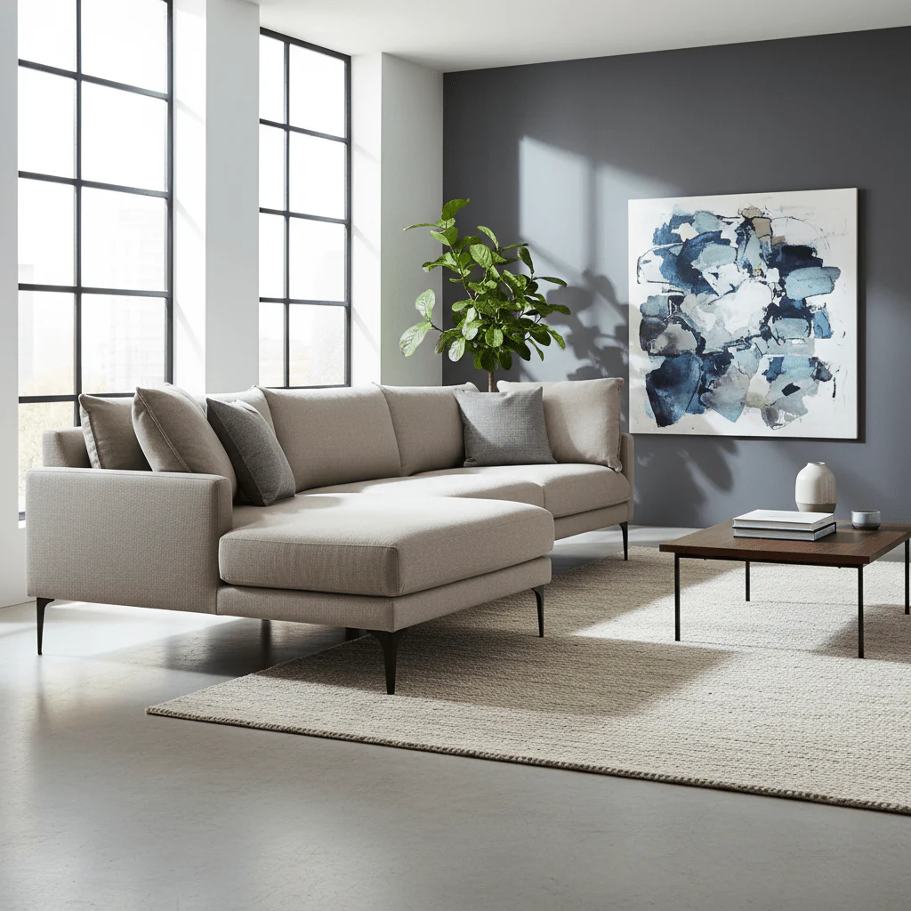 Troyes Grey Three Seat Left Chaise Sofa - Image 3