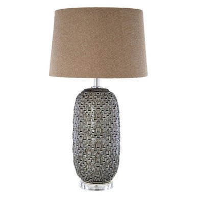 Udele Table Lamp With Brown Linen Shade - Image 5