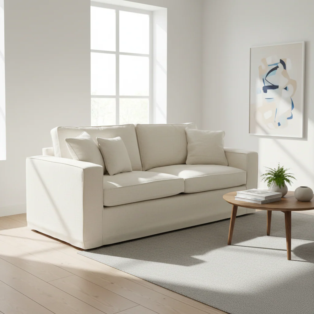 Valensole 3 Seat Cream Fabric Sofa - Image 3