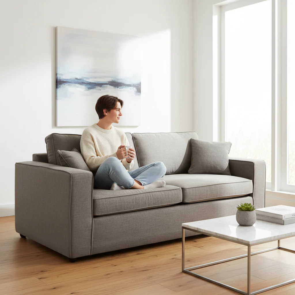 Valensole 3 Seat Grey Fabric Sofa - Image 2