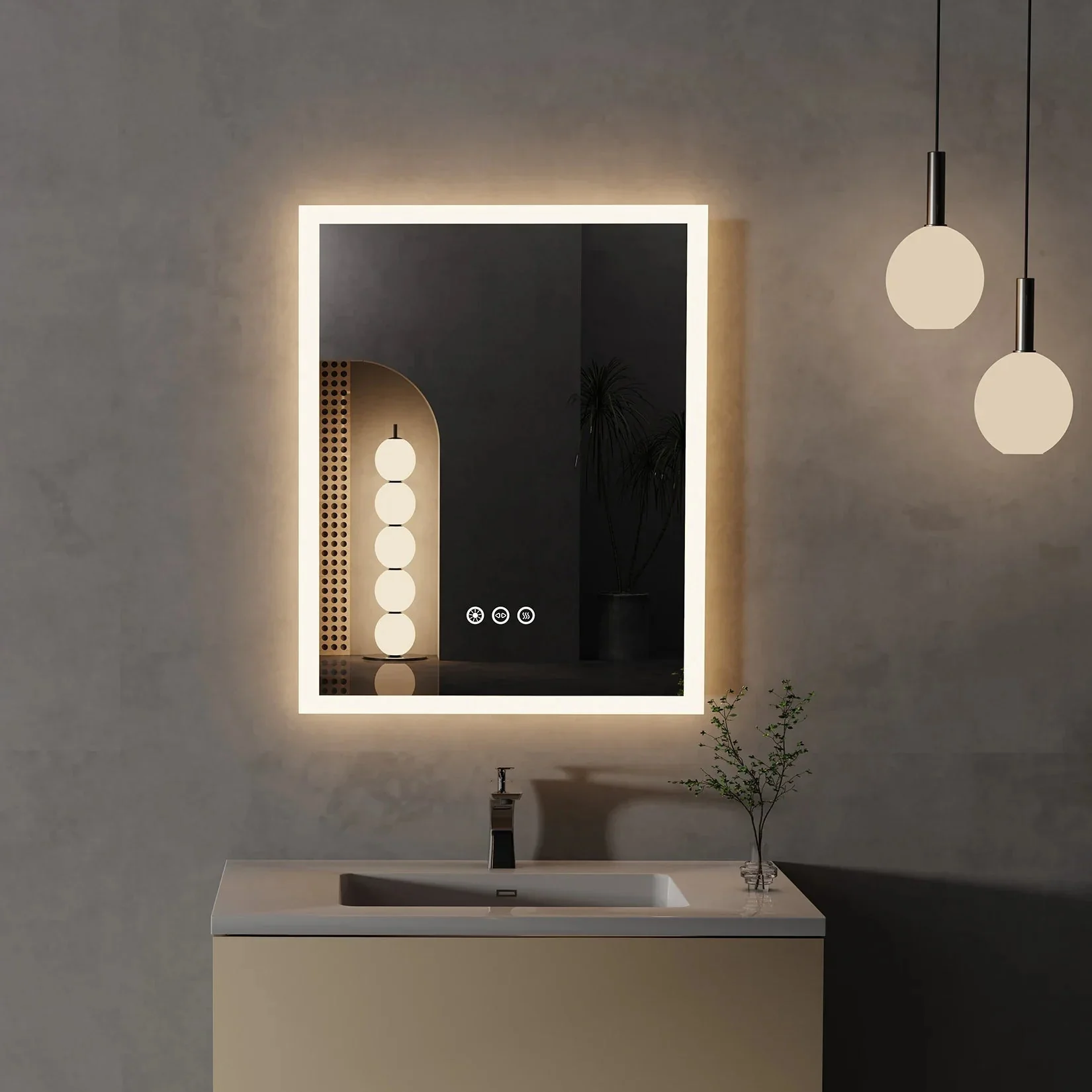 Vanity LED Illuminated Bathroom Mirror Wall Mount Cosmetic Lights Touch Antifog 400x500mm / 16x20 in - Image 2
