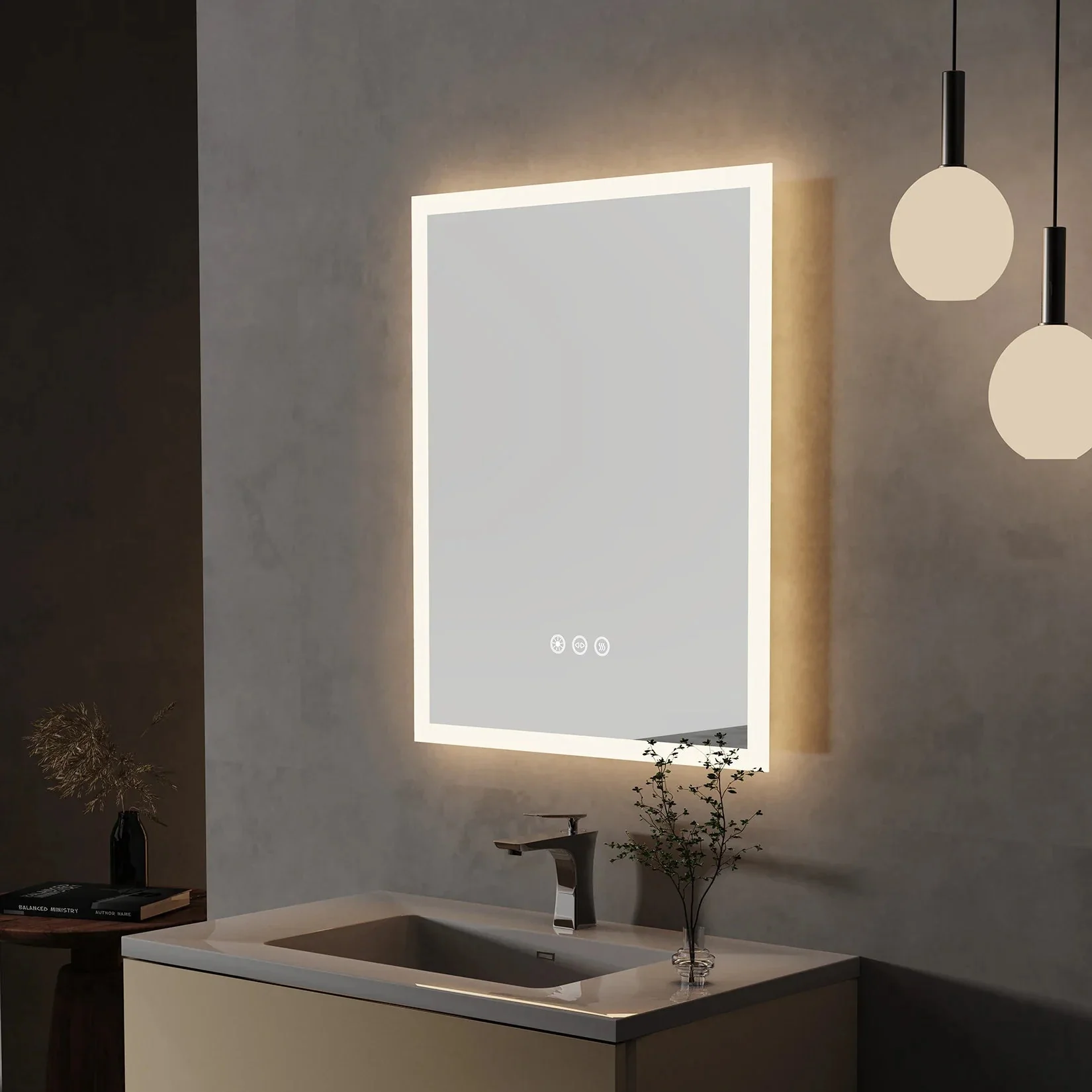 Vanity LED Illuminated Bathroom Mirror Wall Mount Cosmetic Lights Touch Antifog 400x500mm / 16x20 in - Image 3