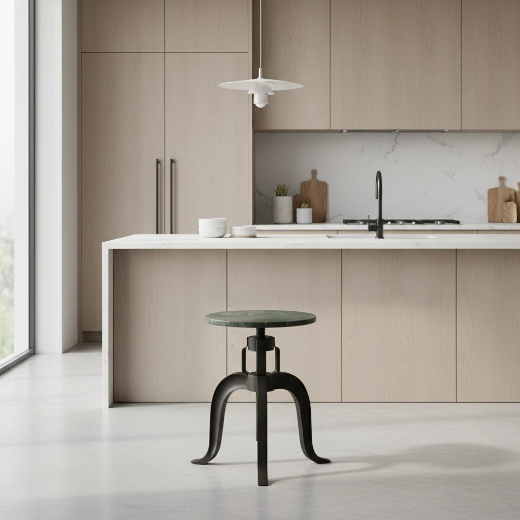 Vasco 3 Leg Bar Stool With Green Marble Top - Image 4