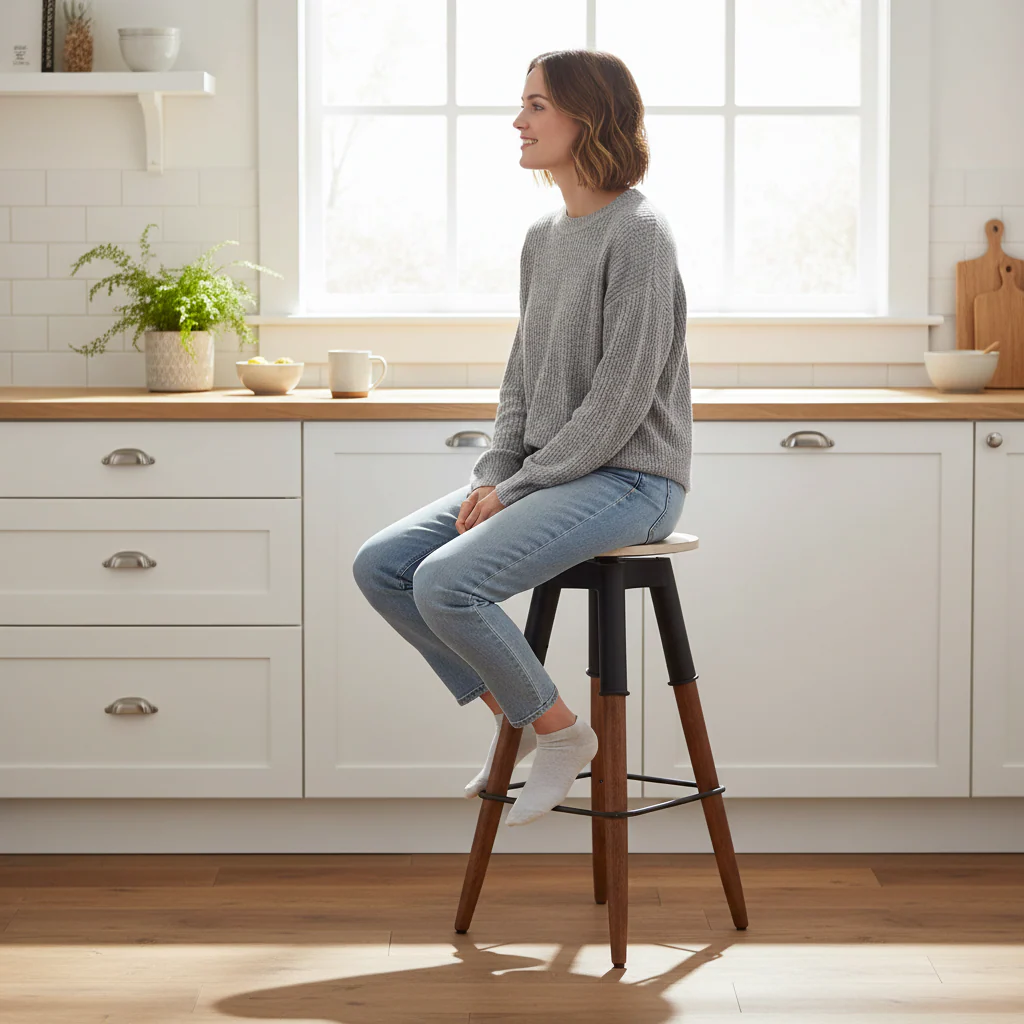 Vasco 3 Leg Bar Stool With Wood Top - Image 2
