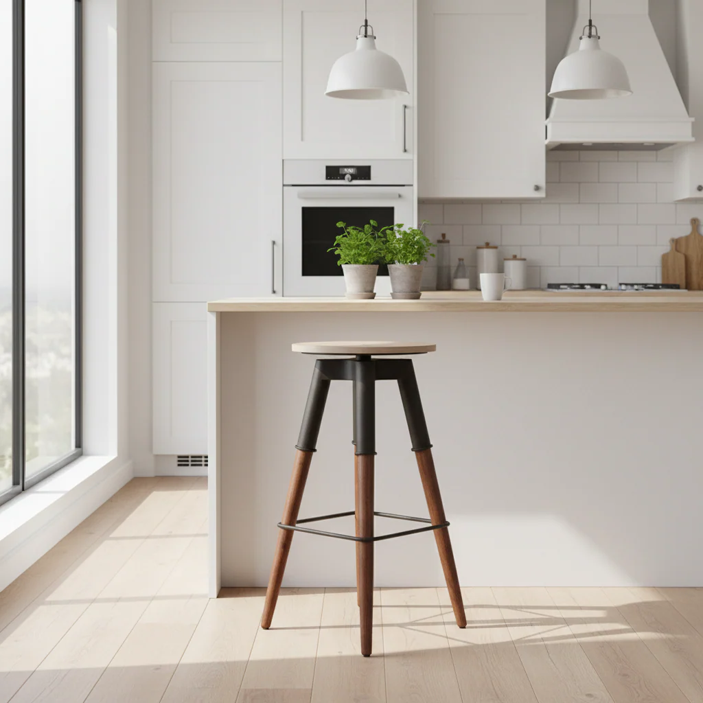 Vasco 3 Leg Bar Stool With Wood Top - Image 3
