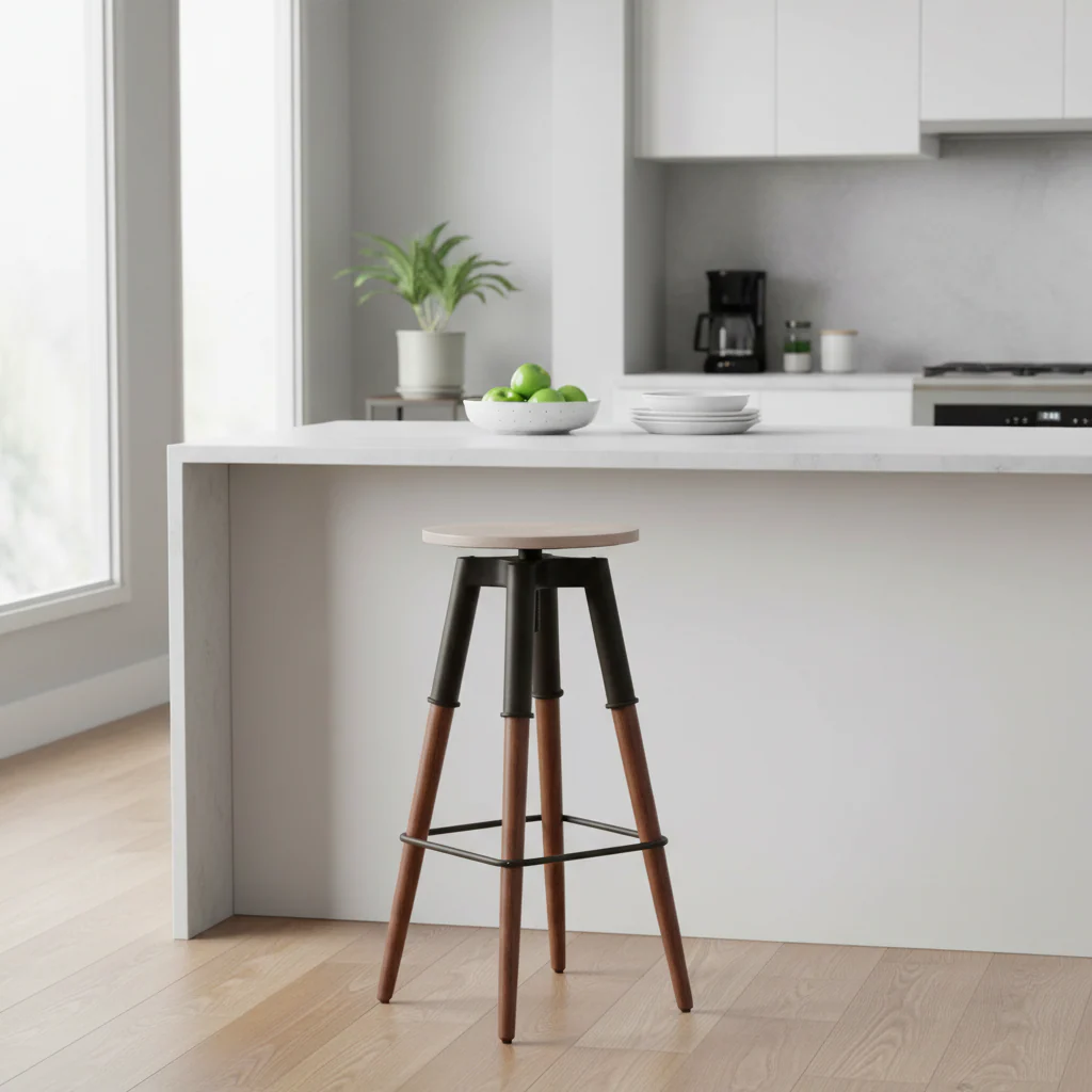 Vasco 3 Leg Bar Stool With Wood Top - Image 4