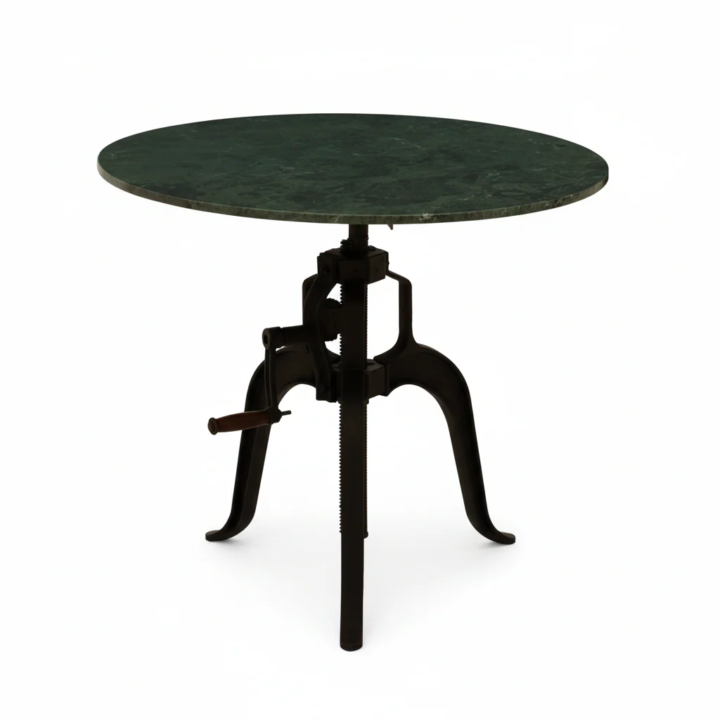 Vasco Three Leg Small Green Marble Iron Table