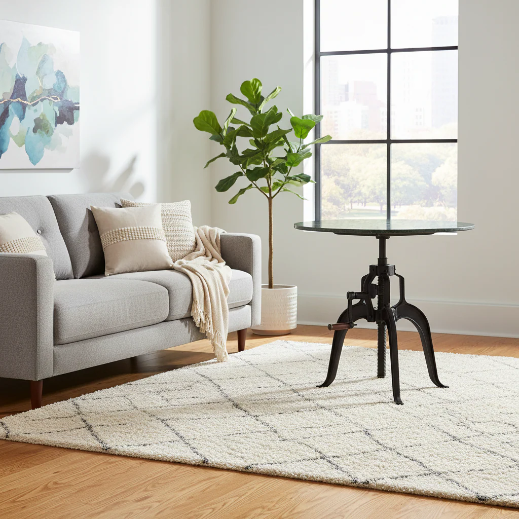 Vasco Three Leg Small Green Marble Iron Table - Image 4