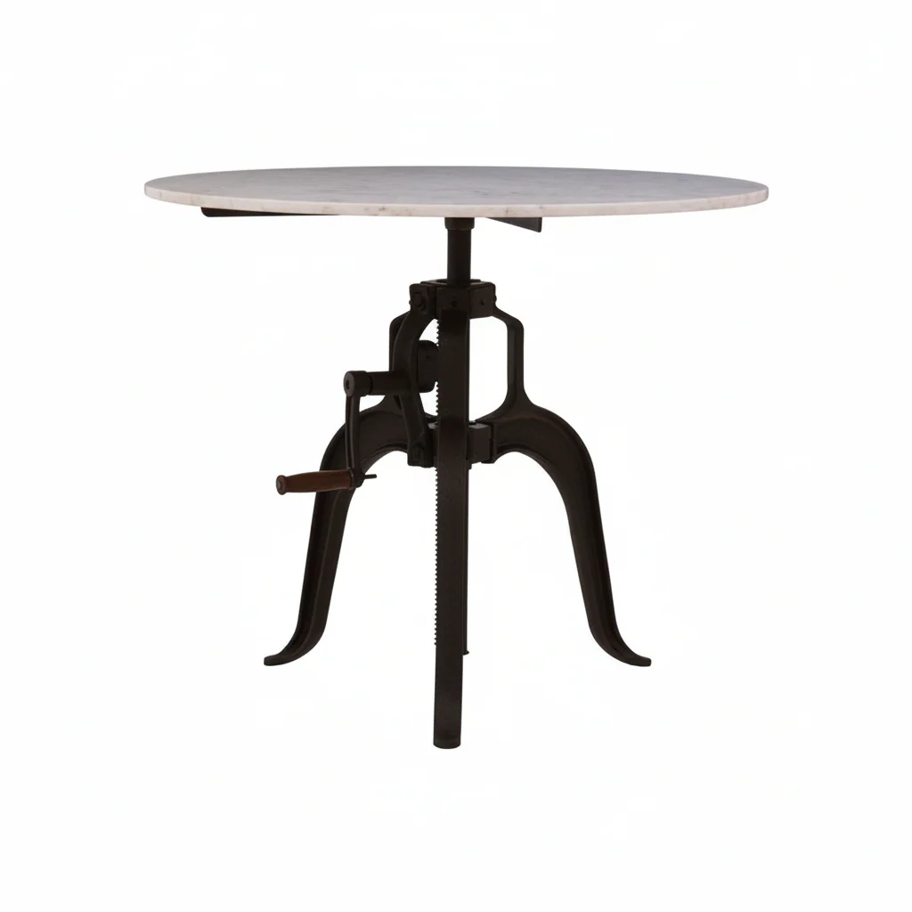 Vasco Three Leg Small White Marble Iron Table