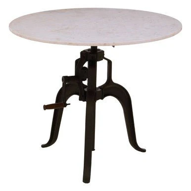 Vasco Three Leg Small White Marble Iron Table - Image 6