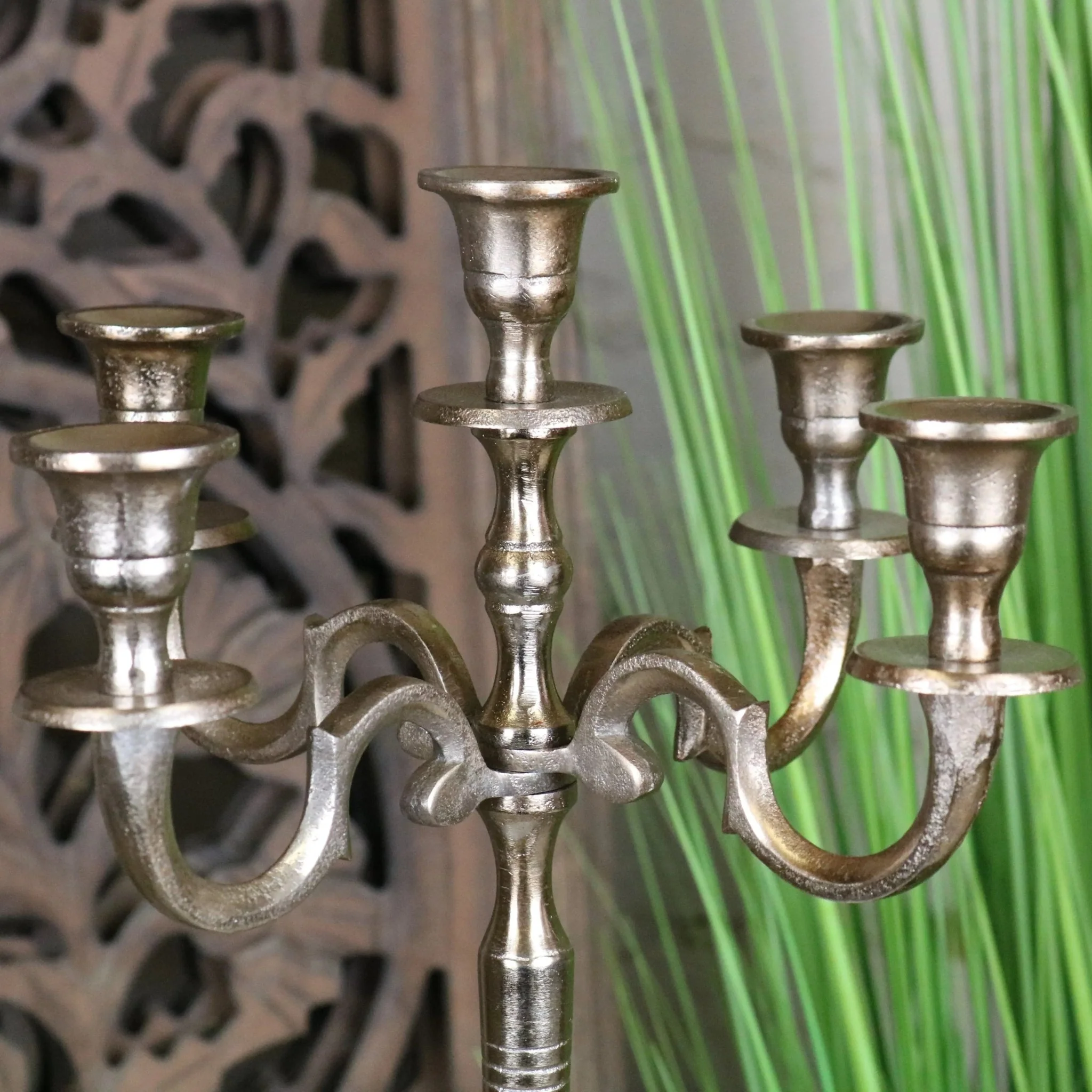 Veeha Candelabra Centerpiece 5 Candle Holder 40cm Champagne Gold - Image 3