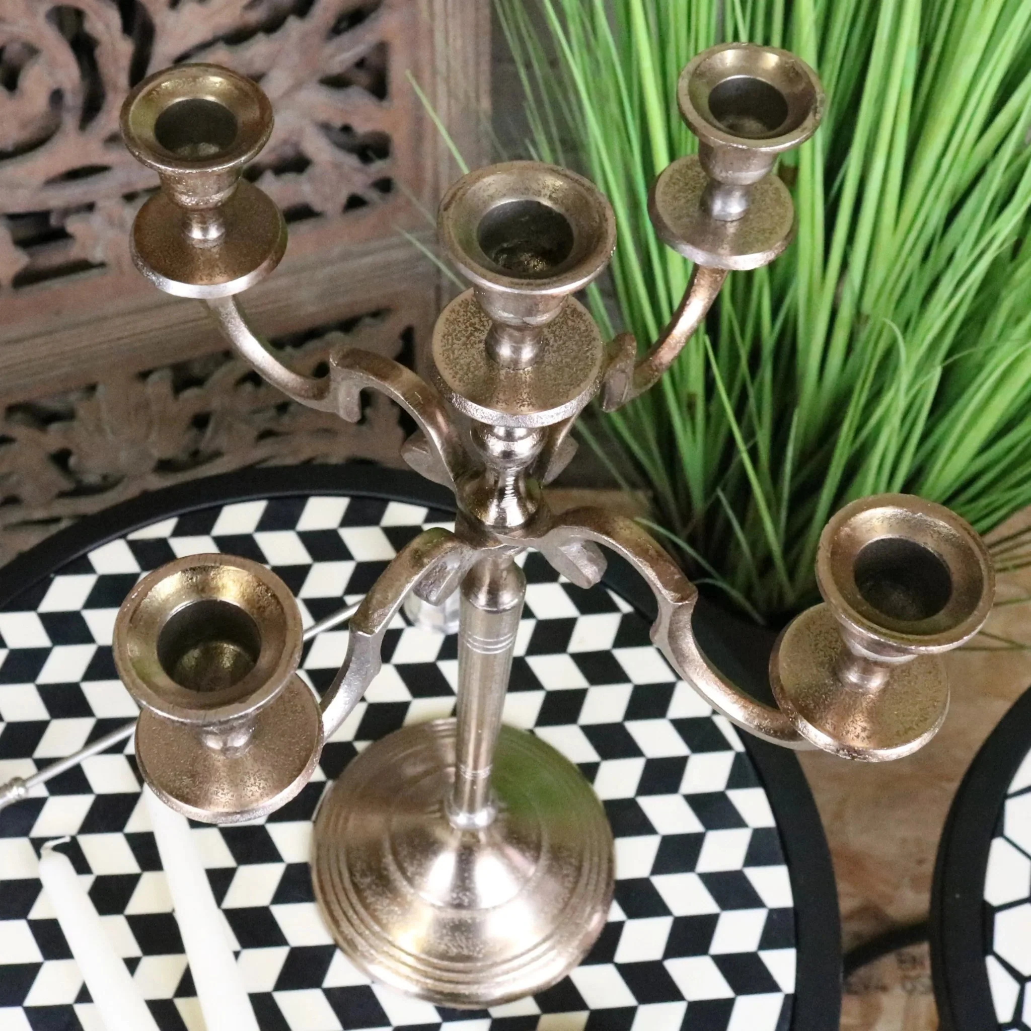 Veeha Candelabra Centerpiece 5 Candle Holder 40cm Champagne Gold - Image 4