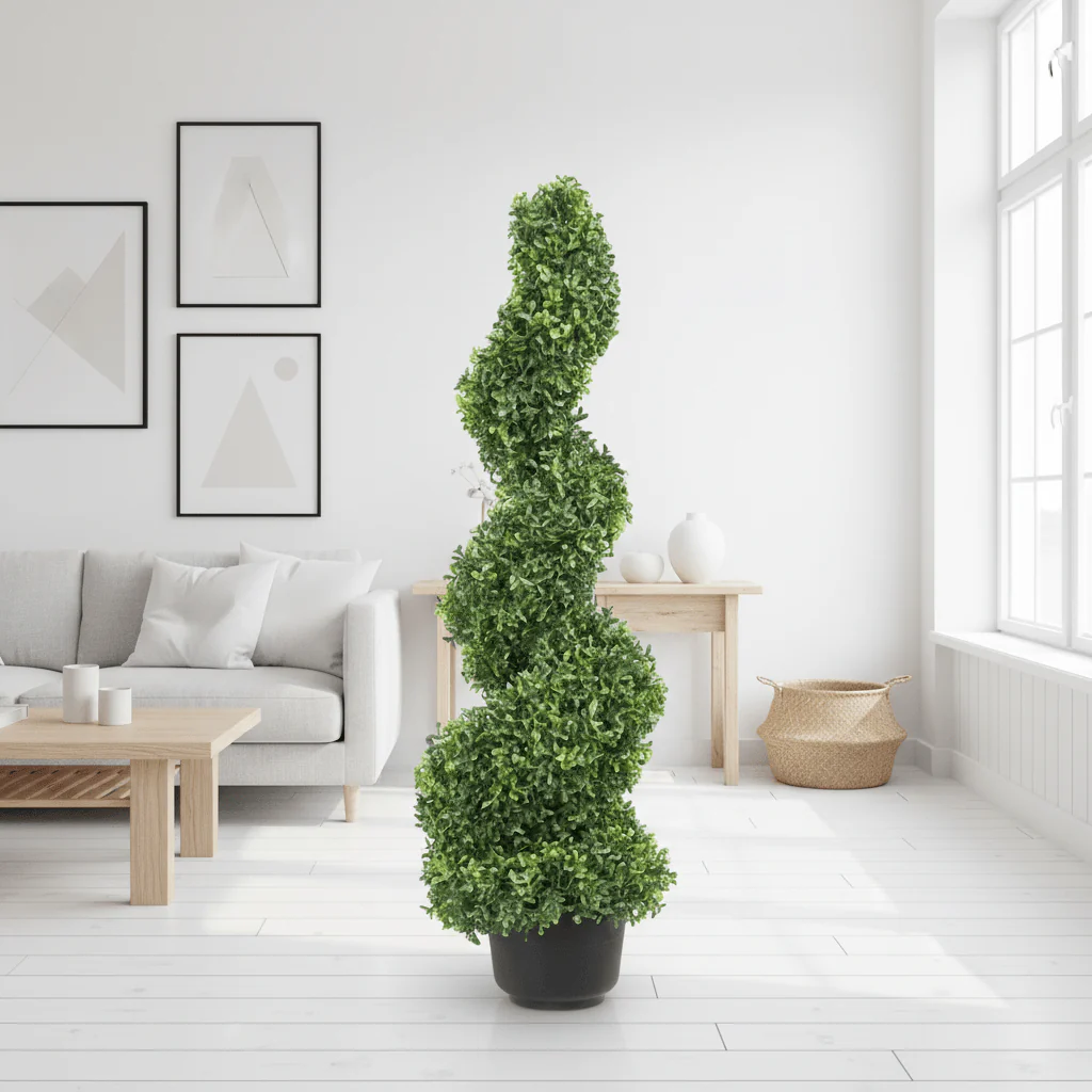 VEVOR 1/2pcs Artificial Boxwood Tower Topiary Spiral Artificial Plant 24/36/48in high Decorative Plants Green Plastic PE Tree