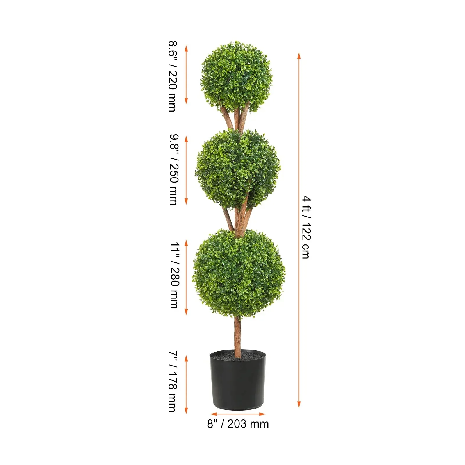 VEVOR 1/2pcs Artificial Boxwood Tower Topiary Spiral Artificial Plant 24/36/48in high Decorative Plants Green Plastic PE Tree - Image 8