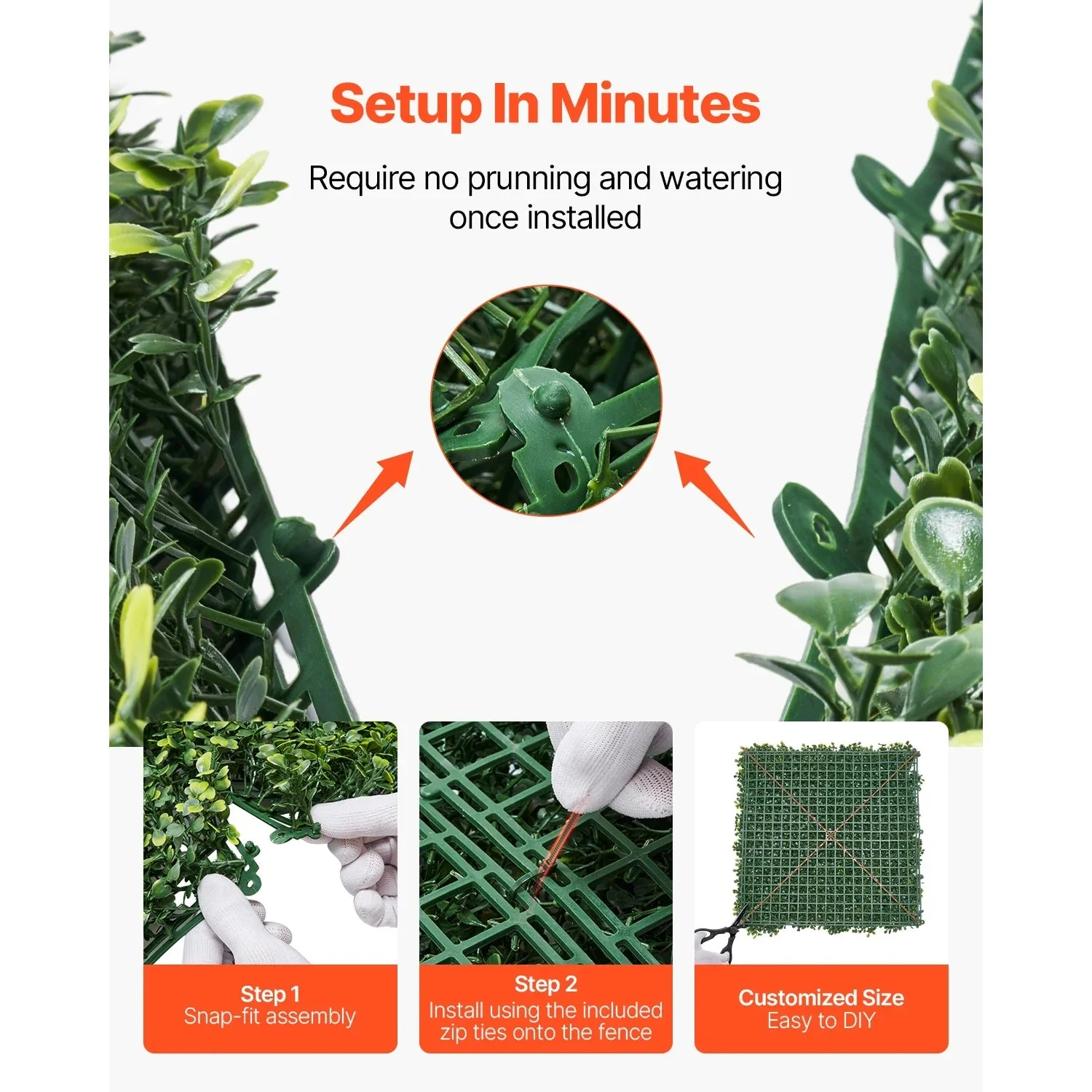 VEVOR Artificial Grass Wall Panels 40/60 x 120in Milan Grass Greenery Boxwood Panel for Outdoor Decor Hedge Screen for Garden - Image 4
