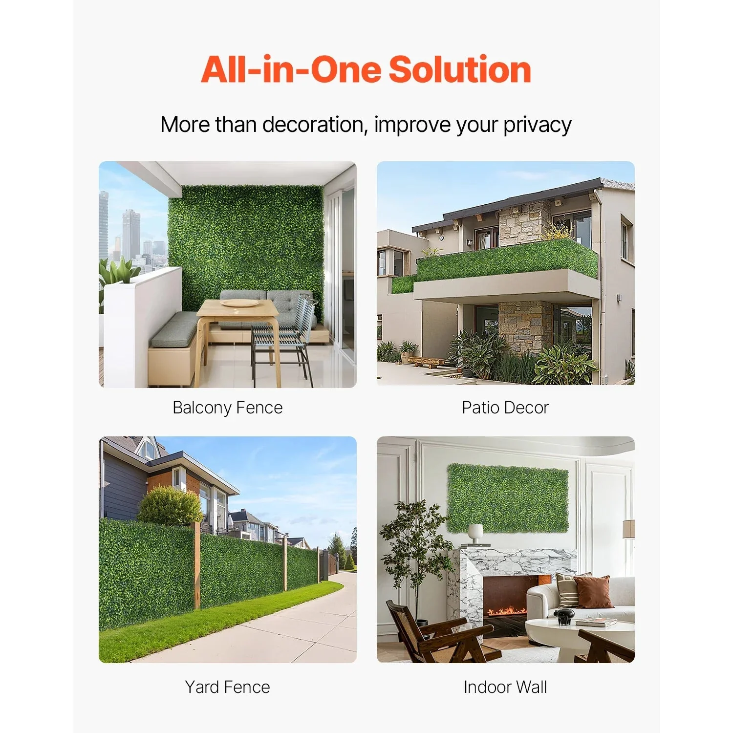 VEVOR Artificial Grass Wall Panels 40/60 x 120in Milan Grass Greenery Boxwood Panel for Outdoor Decor Hedge Screen for Garden - Image 5