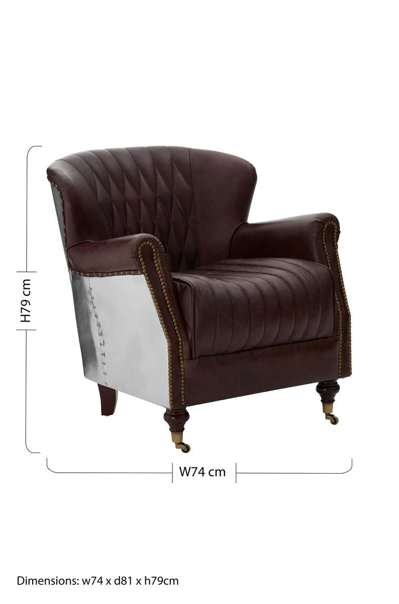 Victor Brown Leather Armchair - Image 13