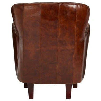 Victor Brown Leather Armchair with Button Tufted Back - Image 13
