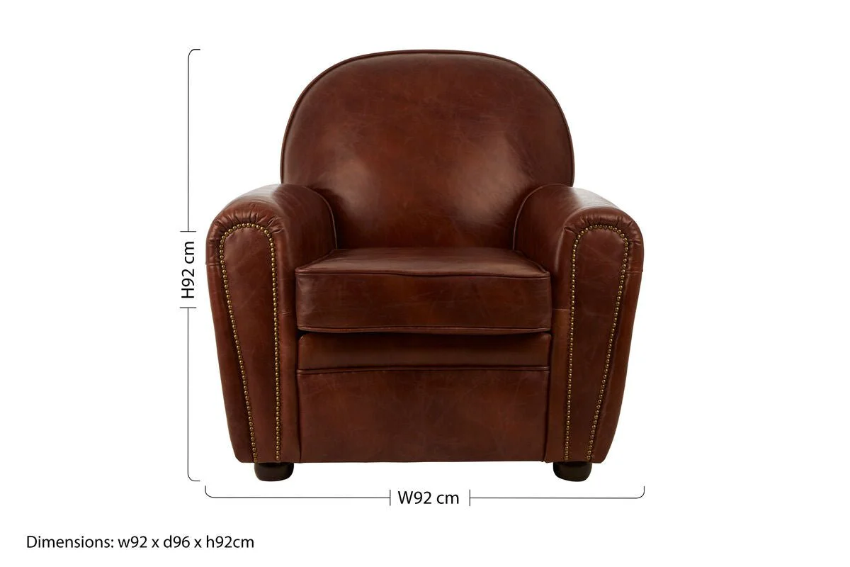 Victor Brown Leather Classic Armchair - Image 14