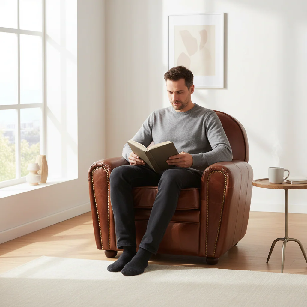 Victor Brown Leather Classic Armchair - Image 2