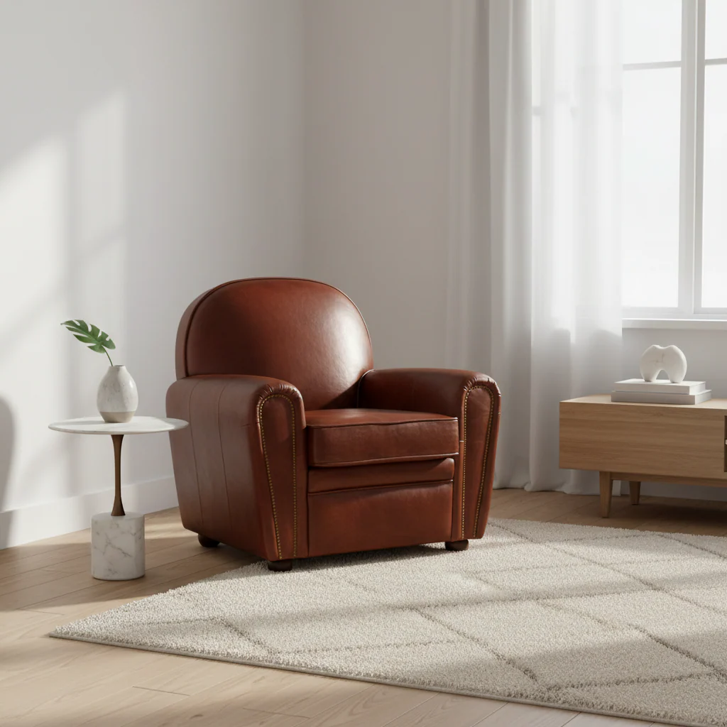 Victor Brown Leather Classic Armchair - Image 3