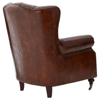 Victor Brown Leather Scroll Armchair - Image 11