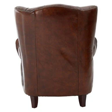 Victor Brown Leather Scroll Armchair - Image 12