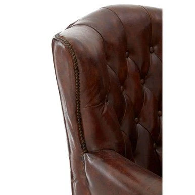 Victor Brown Leather Scroll Armchair - Image 13