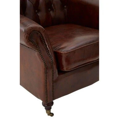 Victor Brown Leather Scroll Armchair - Image 15