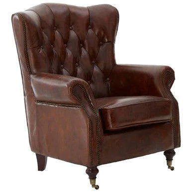Victor Brown Leather Scroll Armchair - Image 8