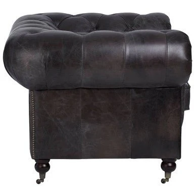 Victor Dark Grey Brown Leather Chesterfield Chair - Image 10