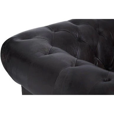 Victor Dark Grey Brown Leather Chesterfield Chair - Image 14