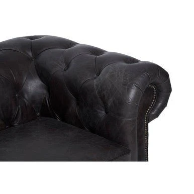 Victor Dark Grey Brown Leather Chesterfield Chair - Image 16